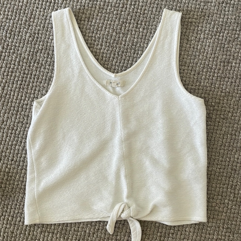 EUC Cotton, ribbed, cropped front-tie tank